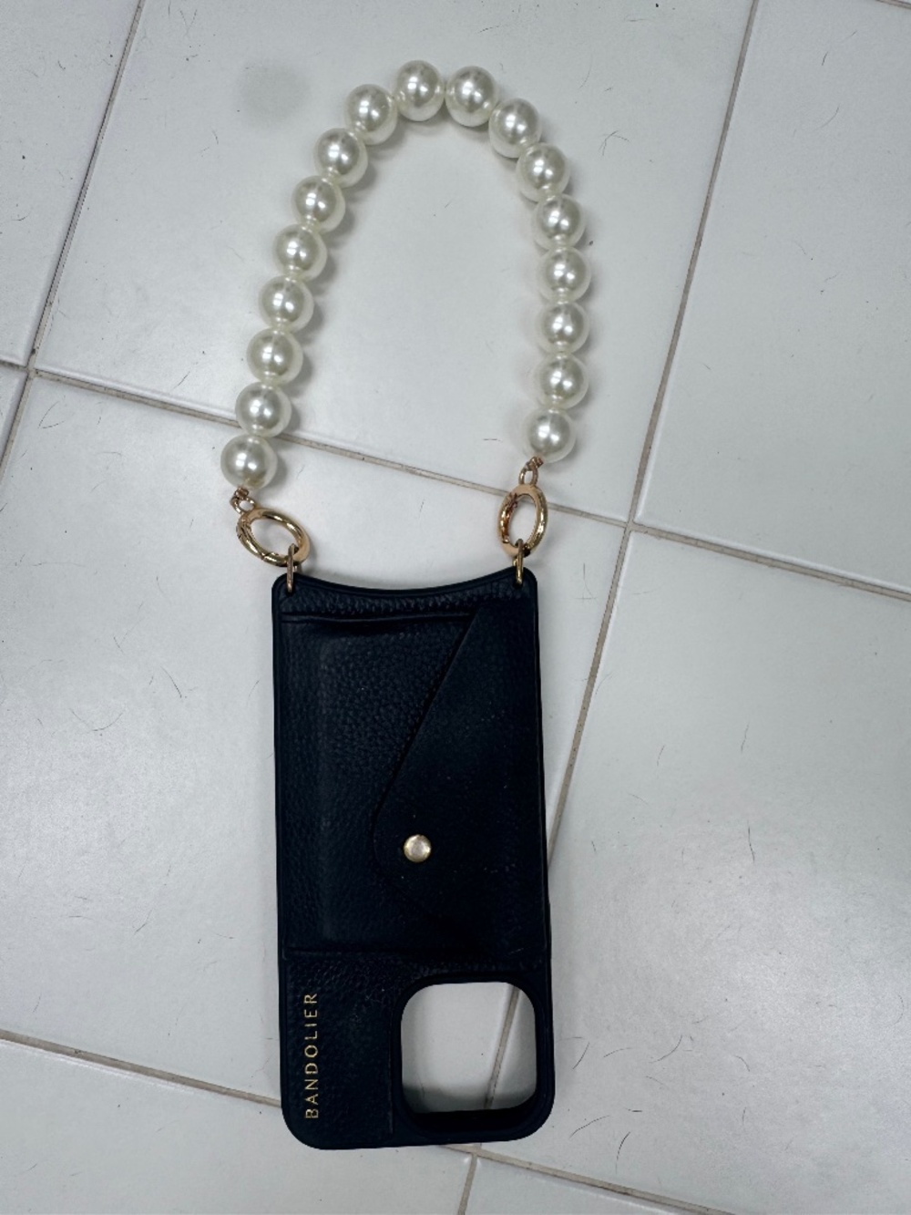 BANDOLIER 15 PROMAX  BLACK LEATHER PHONE CARD CASE PEARL HANDLE